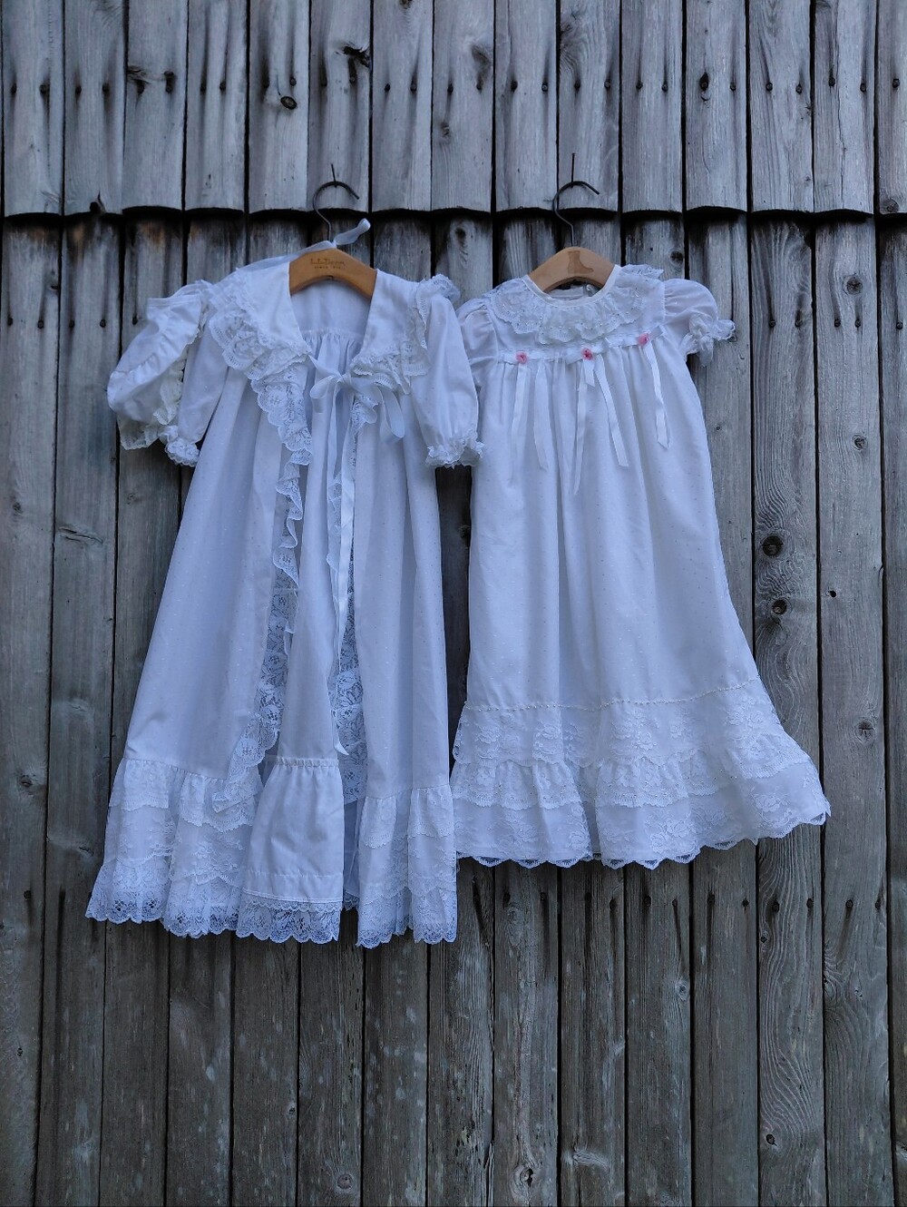 Vintage 70s embroidered christening gown bonnet & robe